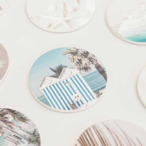 Coast Beach Hut Ceramic Coaster - Giftolicious