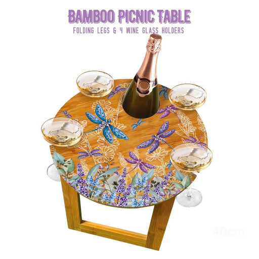 Picnic Table Small Lav Dragonflies Eco-friendly Bamboo - Giftolicious