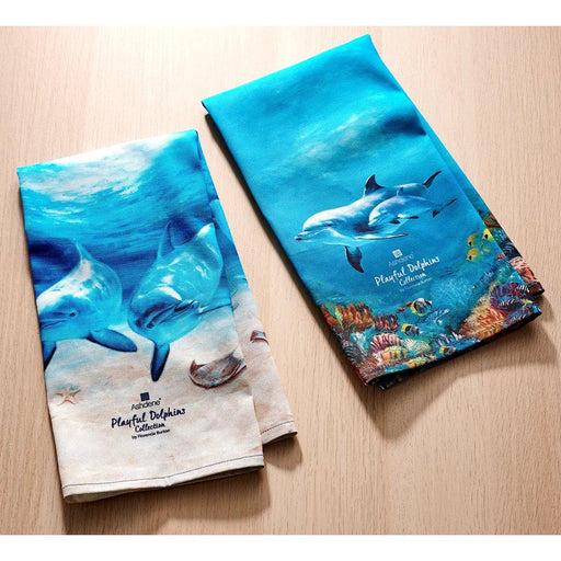 Playful Dolphins Reef Exploring Kitchen Towel - Giftolicious