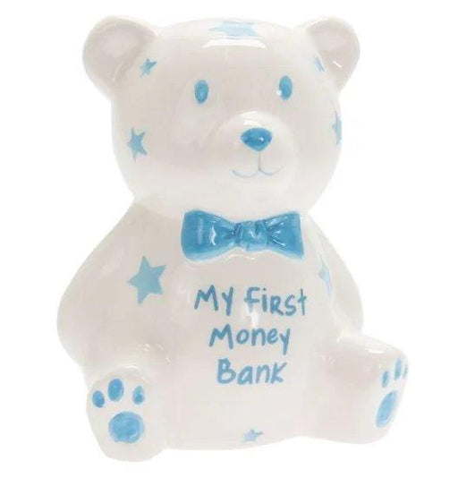 Baby Boy My First Teddy Money Box Blue Small - Giftolicious