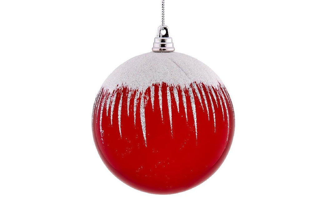 Christmas Bauble­ Red With Dripping Snow - Giftolicious