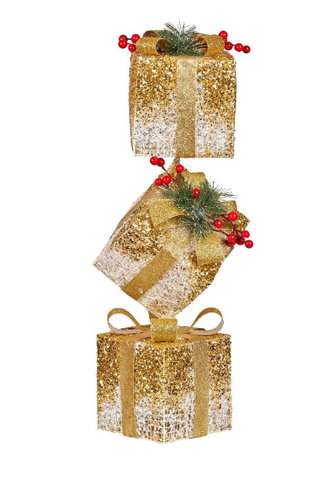 Christmas Present Display Stack With Lights­ 63cmh - Giftolicious