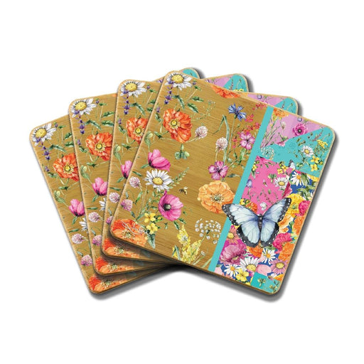Coaster Set Wildflower Patch Eco-friendly Bamboo - Giftolicious
