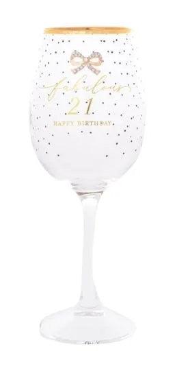 Jewelled 21st Birthday Wine Glass