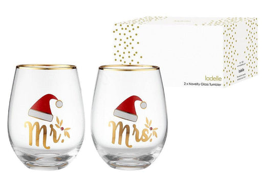 Joyful Mr And Mrs 2pk Christmas Glass Tumbler - Giftolicious