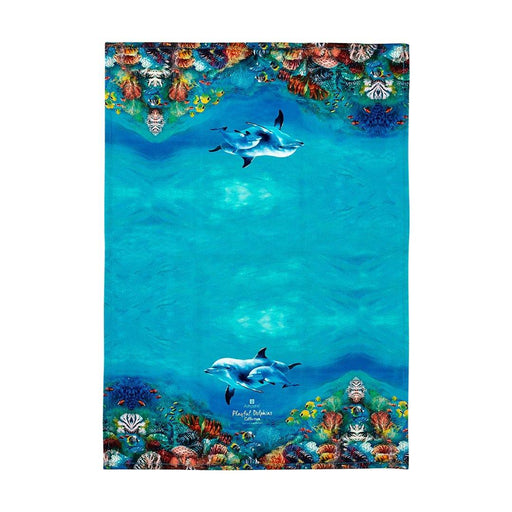 Playful Dolphins Reef Exploring Kitchen Towel - Giftolicious