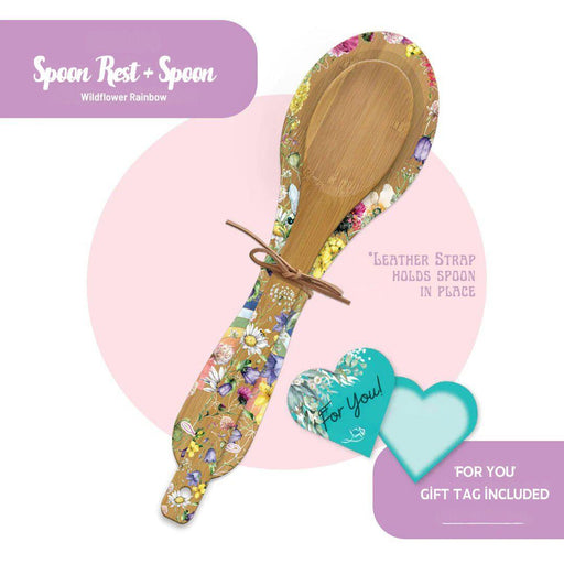 Spoon Rest Wildflower Rainbow Eco-friendly Bamboo - Giftolicious