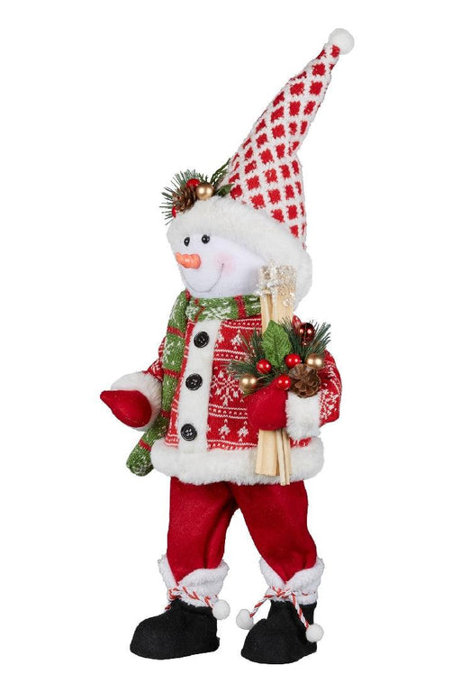 Standing Christmas Snowman With Skis Figurine 60cm - Giftolicious