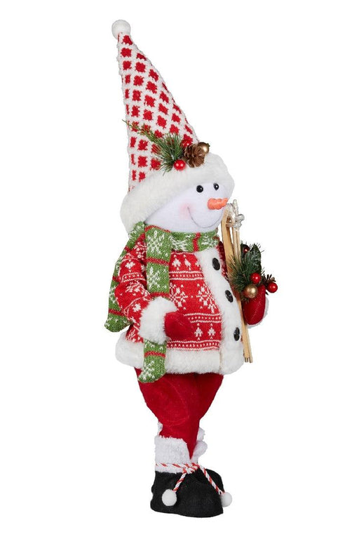 Standing Christmas Snowman With Skis Figurine 60cm - Giftolicious