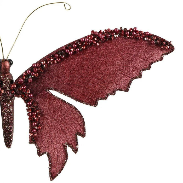 Xmas Jamay Velvet Butterfly Burgundy - Giftolicious