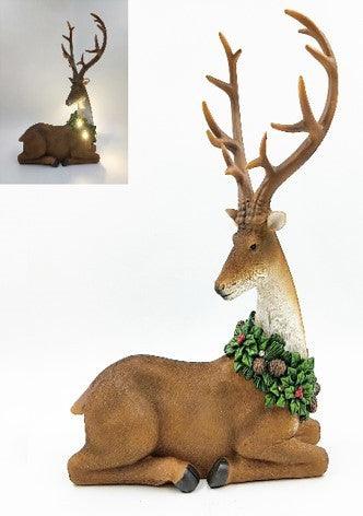 Xmas Sitting Reindeer Led H34cm Figurine - Giftolicious