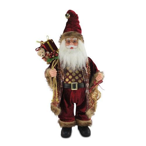 Xmas Standing Santa Burgundy With Music 60cm Figurine - Giftolicious