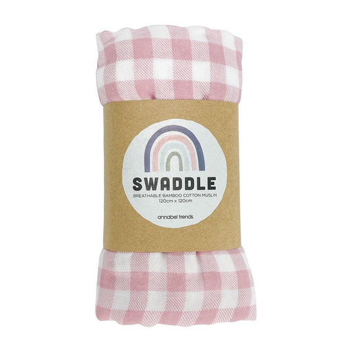 Baby Muslin Swaddle Wrap Gingham Pink Clay Girl - Giftolicious