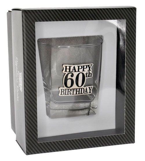 Birthday 60th Badged Scotch Glass - Giftolicious