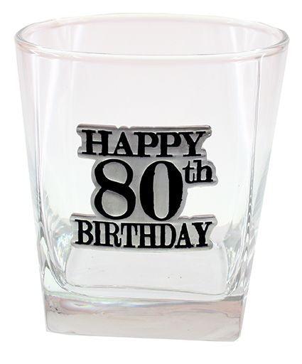 Birthday 80th Badged Scotch Glass - Giftolicious