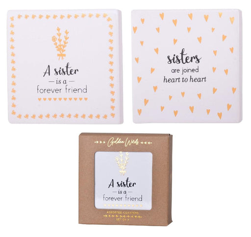 Golden Words Coasters Sister - Giftolicious